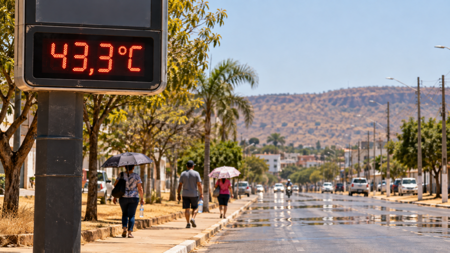 Nova Xavantina registra 43,3°C e lidera ranking de calor extremo no Brasil