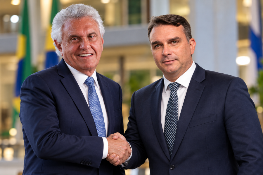 Flávio Bolsonaro recebe sinal de apoio de Ronaldo Caiado para o segundo turno